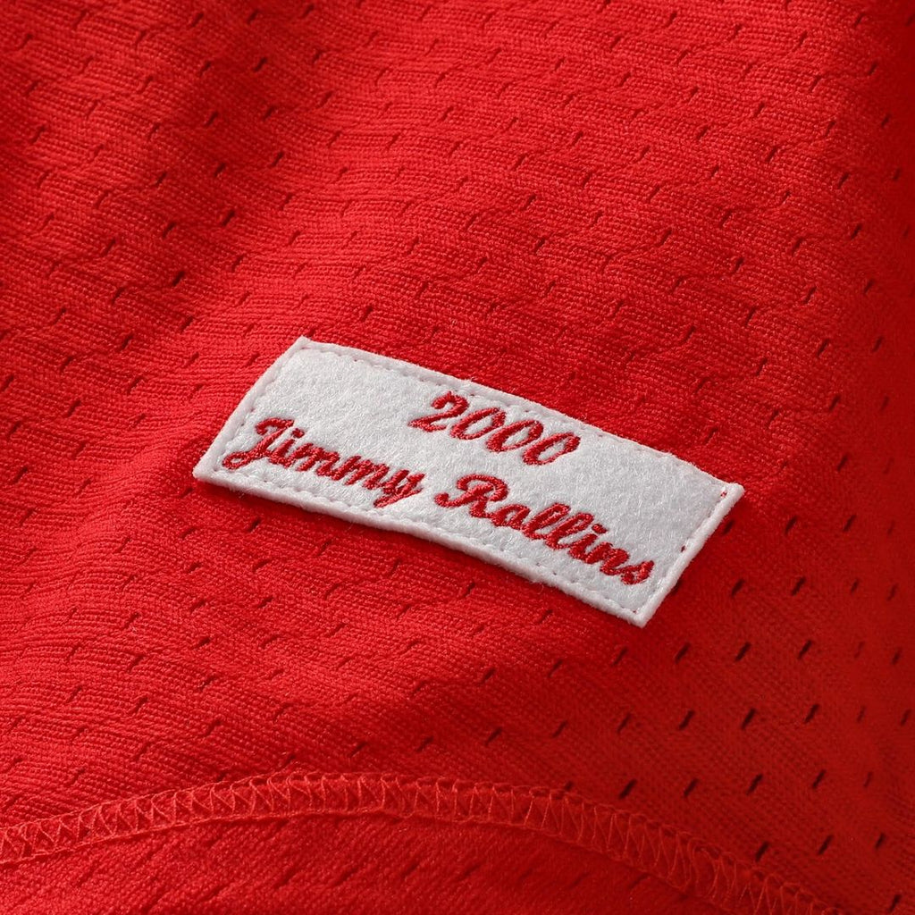 Philadelphia Phillies Jimmy Rollins Cooperstown Mesh Batting Practice Button-Up Jersey | Red