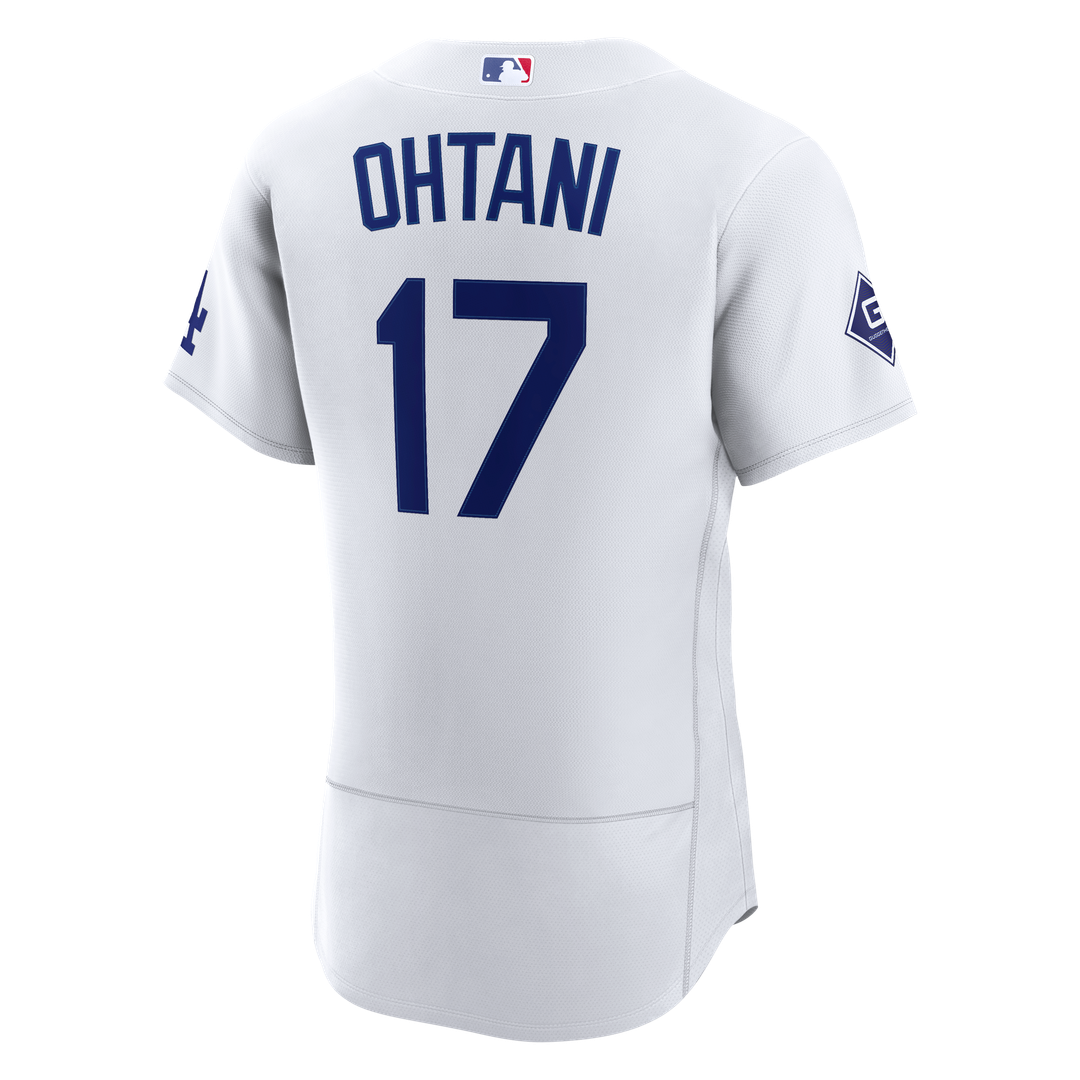 Los Angeles Dodgers Shohei Ohtani Home Authentic Sponsor Patch Jersey | White