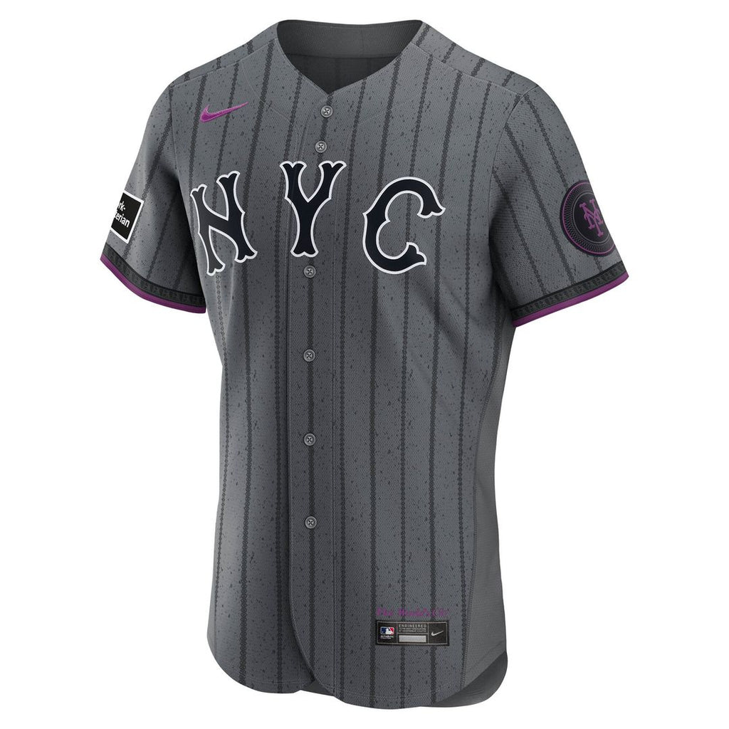 New York Mets Francisco Lindor City Connect Authentic Sponsor Patch Jersey | Gray
