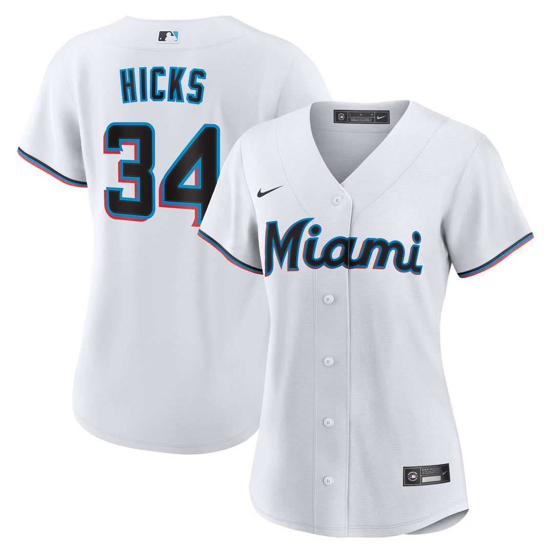 Miami Marlins Liam Hicks Women's Home Replica Jersey | White