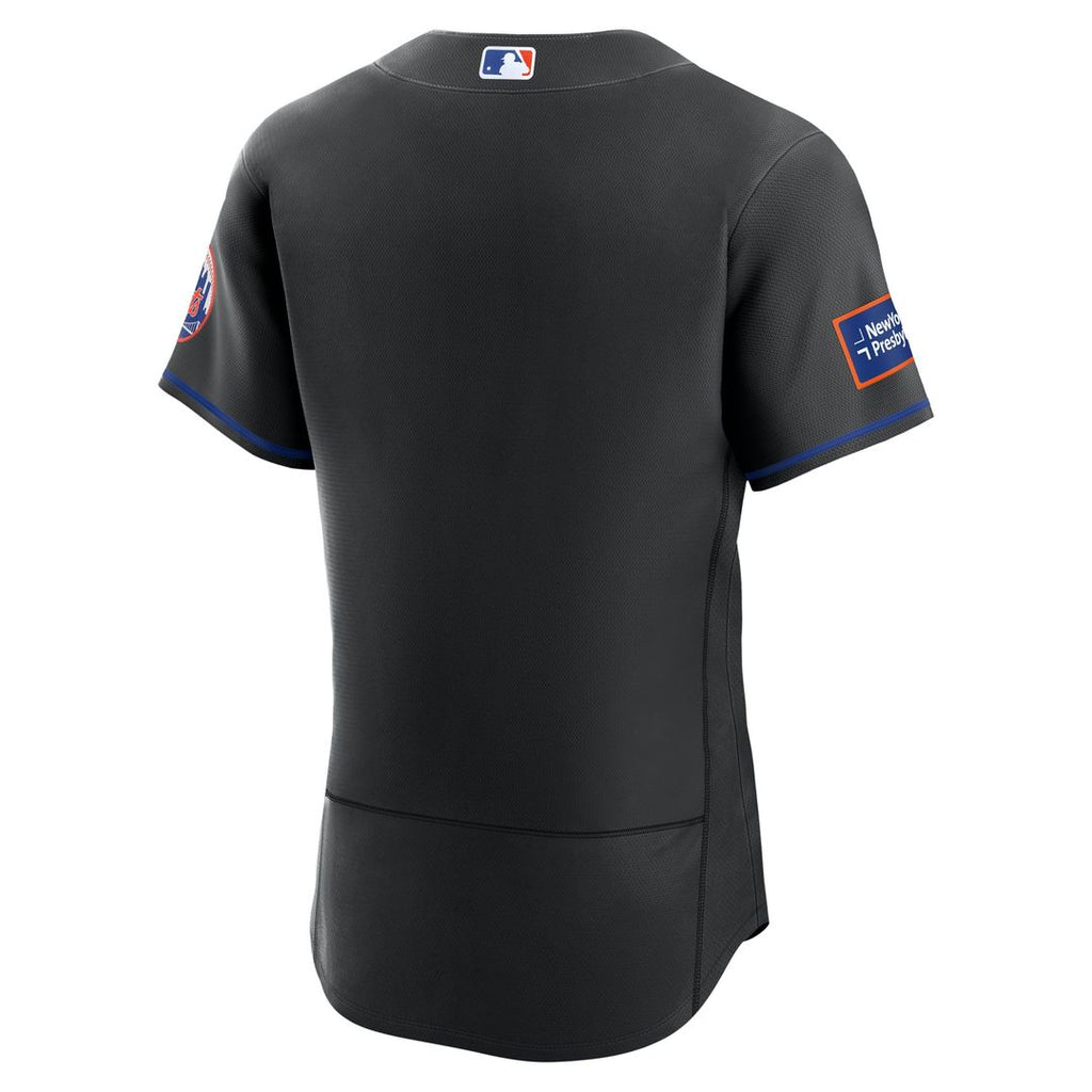 New York Mets Alternate Authentic Sponsor Patch Jersey | Black
