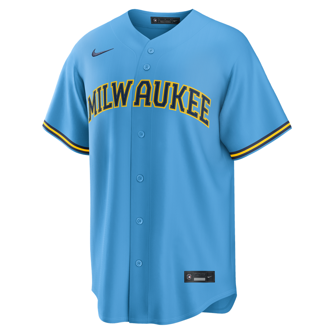Milwaukee Brewers Jackson Chourio Road Replica Jersey | Light Blue