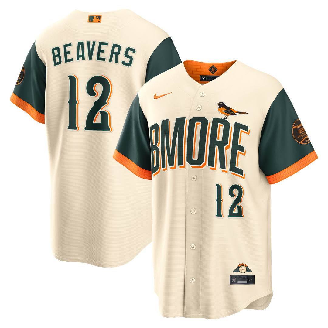 Baltimore Orioles Dylan Beavers 2026 City Connect Stadium Jersey | Cream