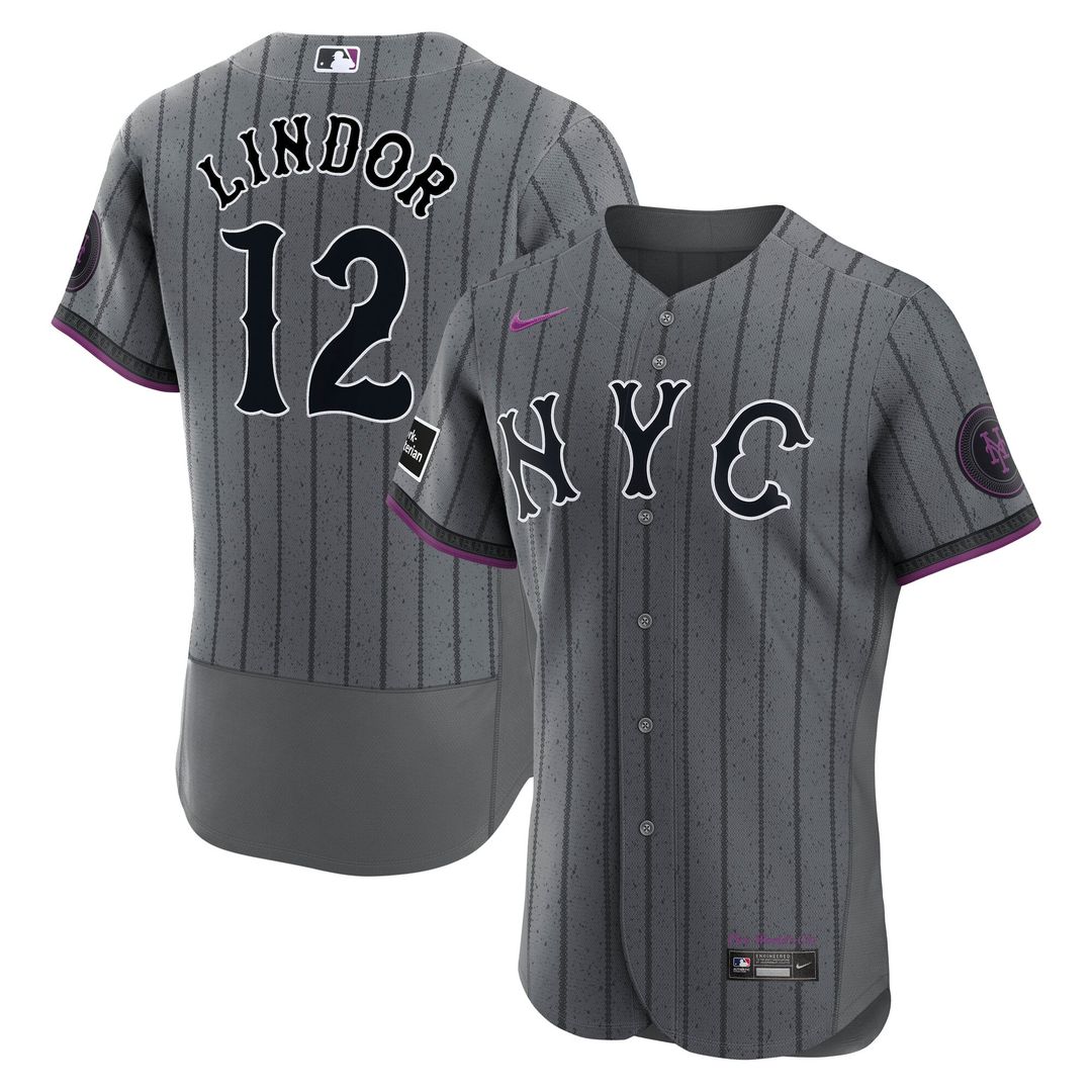 New York Mets Francisco Lindor City Connect Authentic Sponsor Patch Jersey | Gray