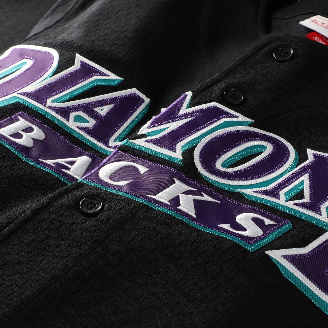 Arizona Diamondbacks Randy Johnson Cooperstown Mesh Batting Practice Button-Up Jersey | Black