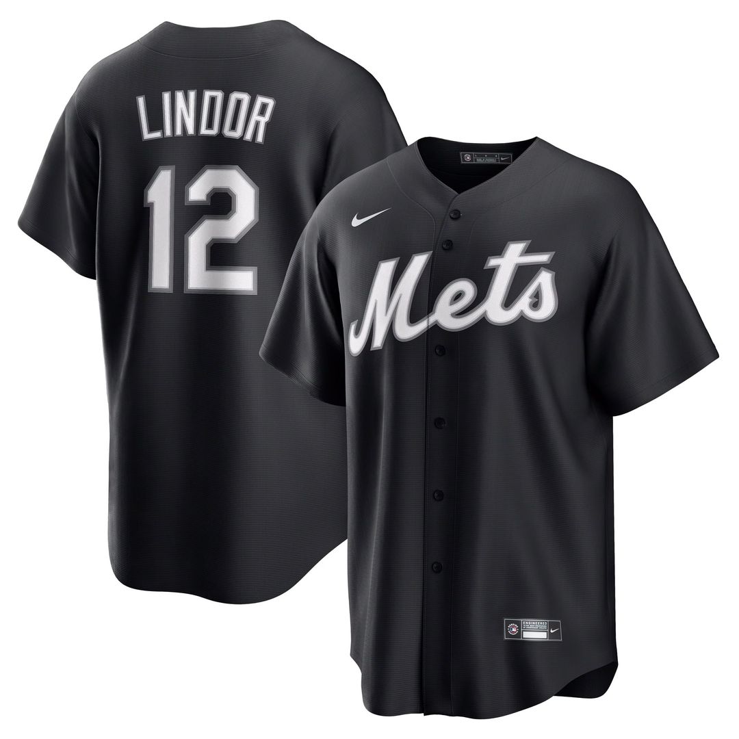 New York Mets Francisco Lindor Replica Jersey | Black