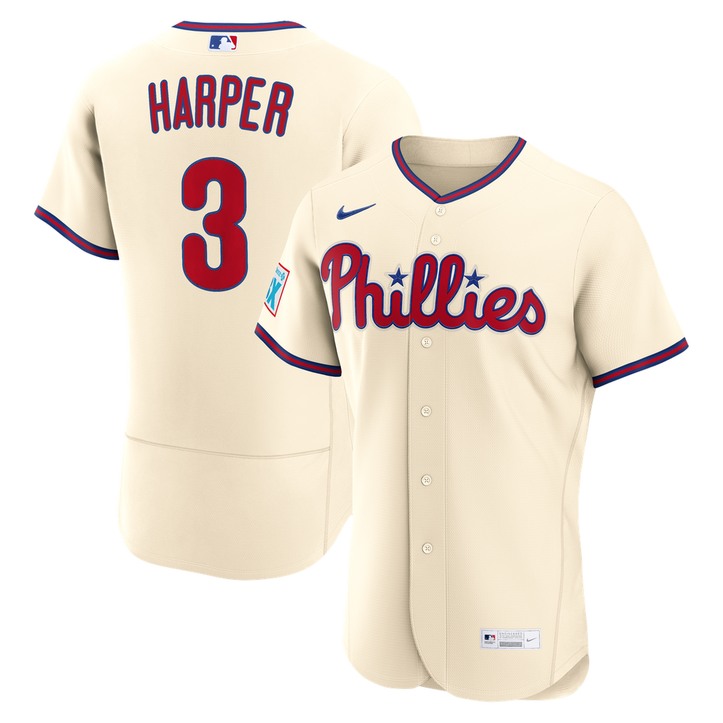 Philadelphia Phillies Bryce Harper Alternate Authentic Sponsor Patch Jersey | Cream