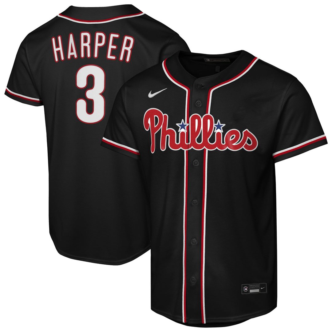 Philadelphia Phillies Bryce Harper Youth Fashion Replica Jersey | Black