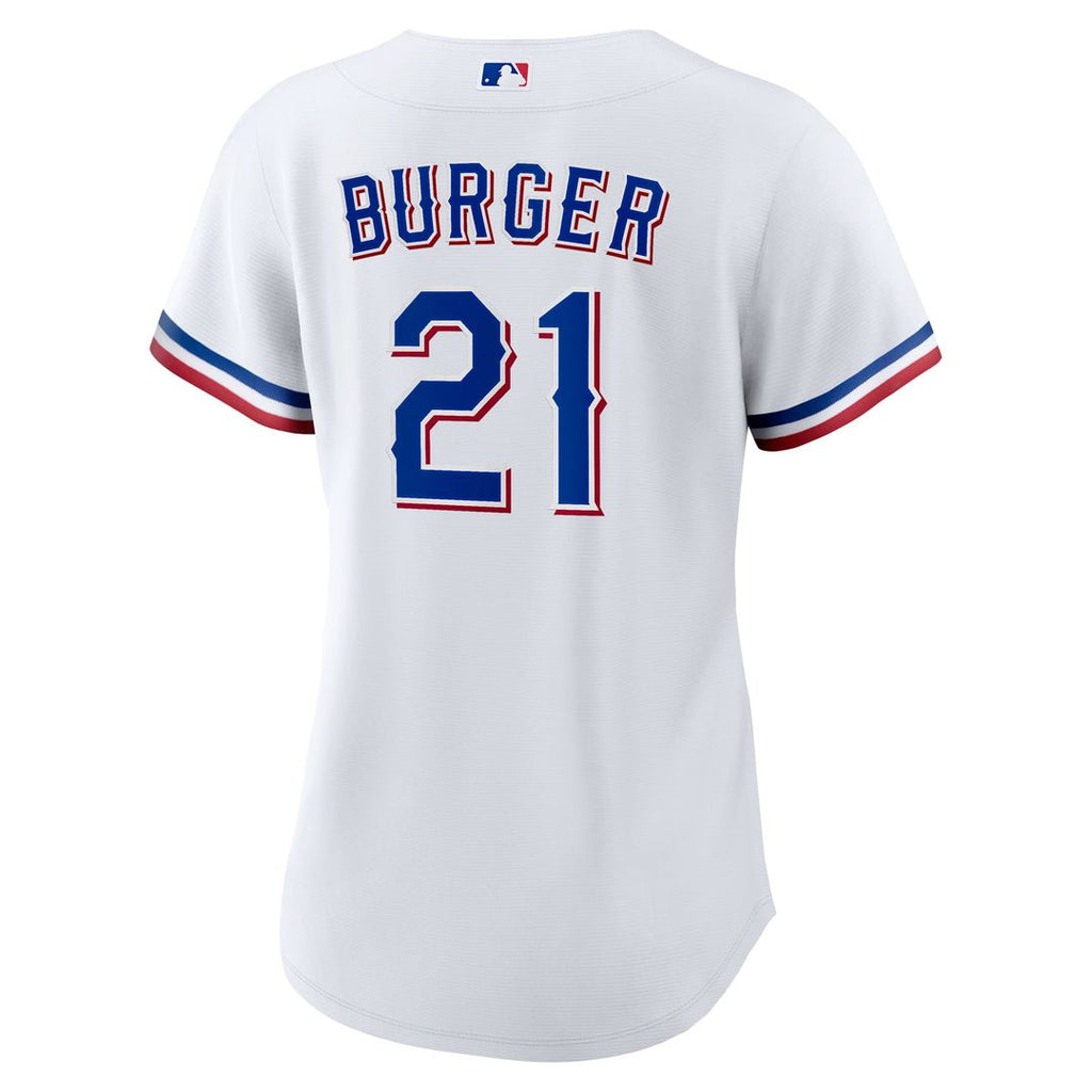 Texas Rangers Jake Burger Women's Home Replica Jersey | White
