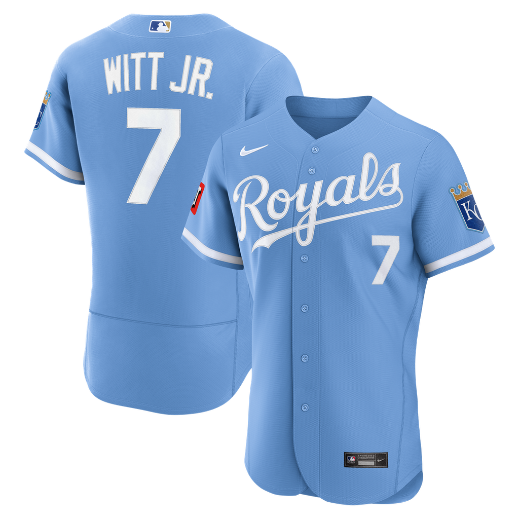 Kansas City Royals Bobby Witt Jr. Alternate Authentic Sponsor Patch Jersey | Light Blue