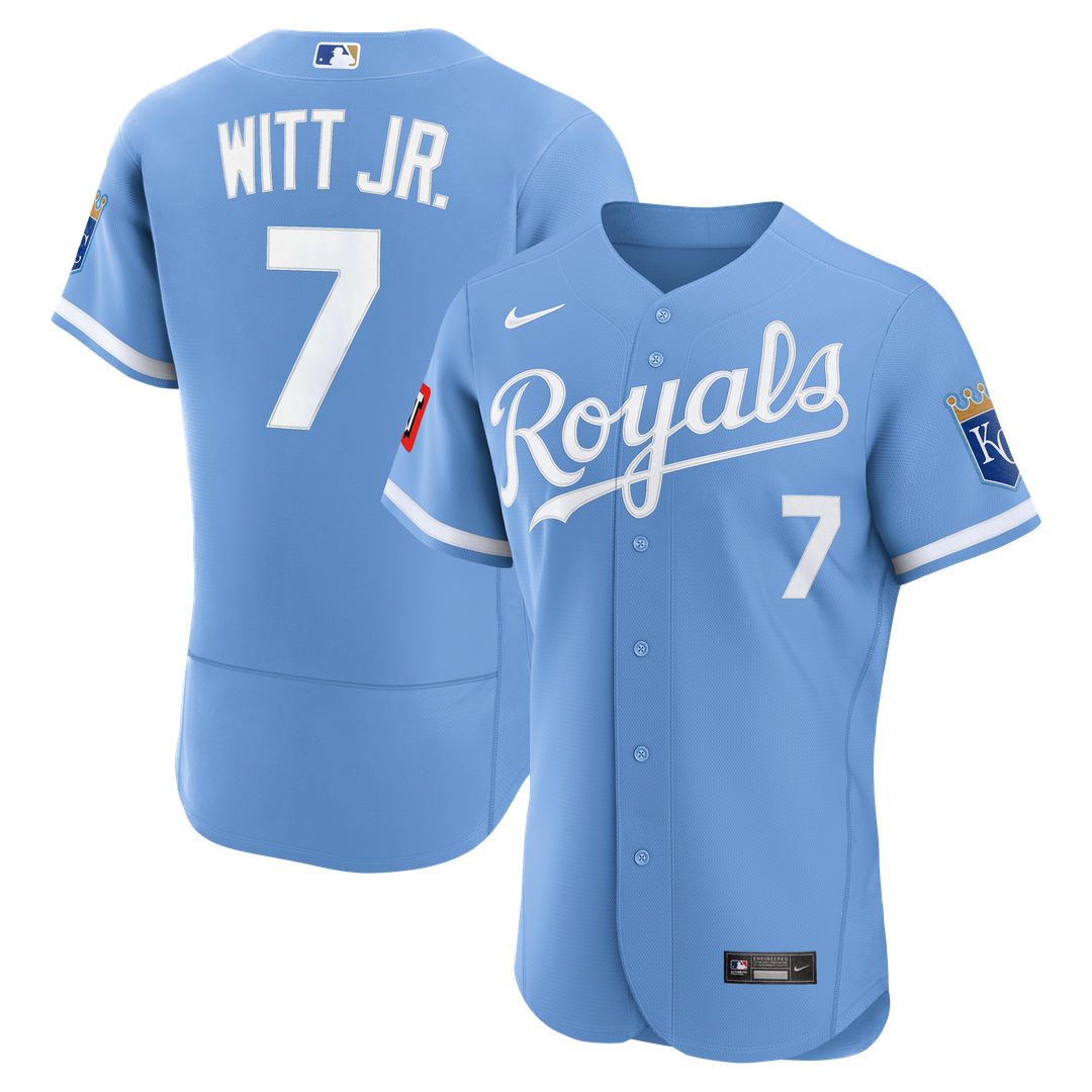 Kansas City Royals Bobby Witt Jr. Alternate Authentic Sponsor Patch Jersey | Light Blue