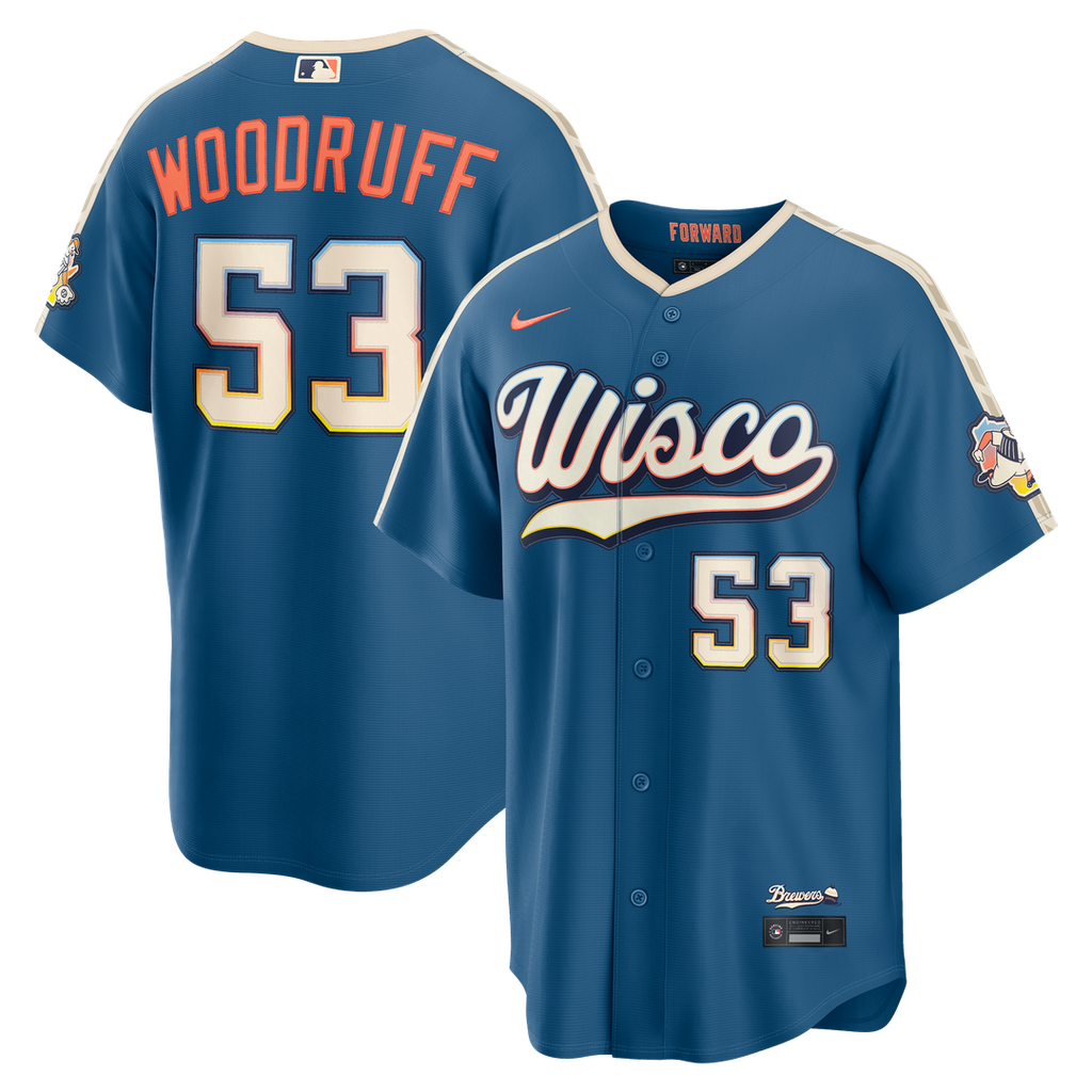 Milwaukee Brewers Brandon Woodruff 2026 City Connect Stadium Jersey | Mineral Blue