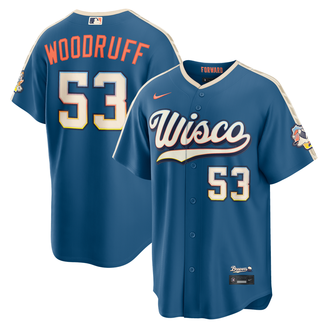 Milwaukee Brewers Brandon Woodruff 2026 City Connect Stadium Jersey | Mineral Blue