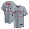 New York Mets Juan Soto USA 250 Fourth of July Road Stadium Jersey | Gray