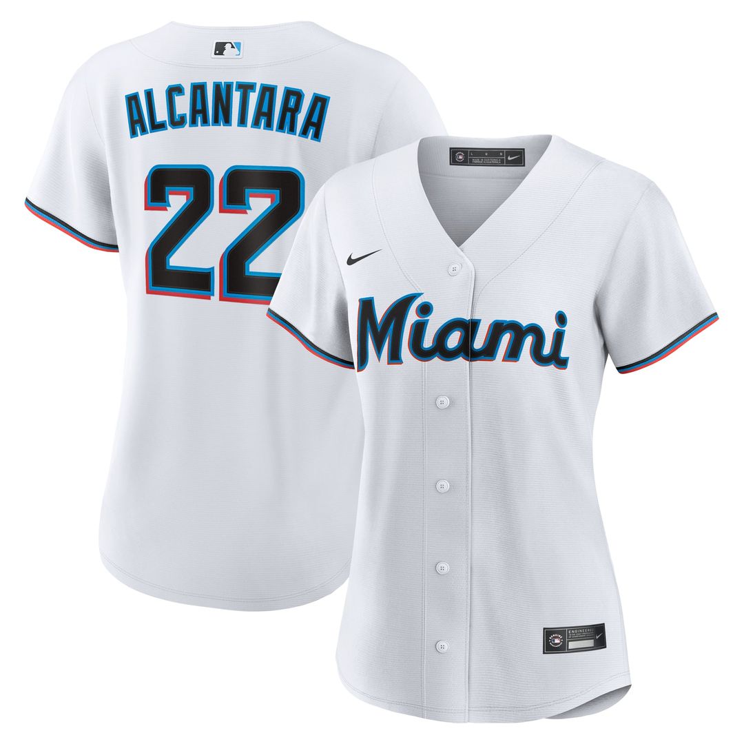 Miami Marlins Sandy Alcantara Women's Home Replica Jersey | White