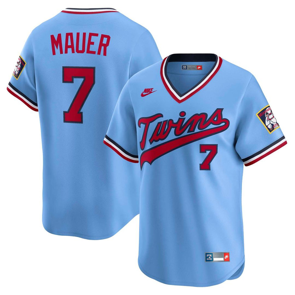 Minnesota Twins Joe Mauer Throwback Cooperstown Limited Jersey | Light Blue