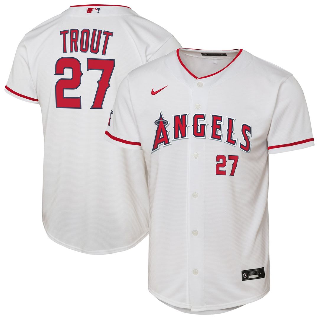 Los Angeles Angels Mike Trout Youth Home Stadium Jersey | White
