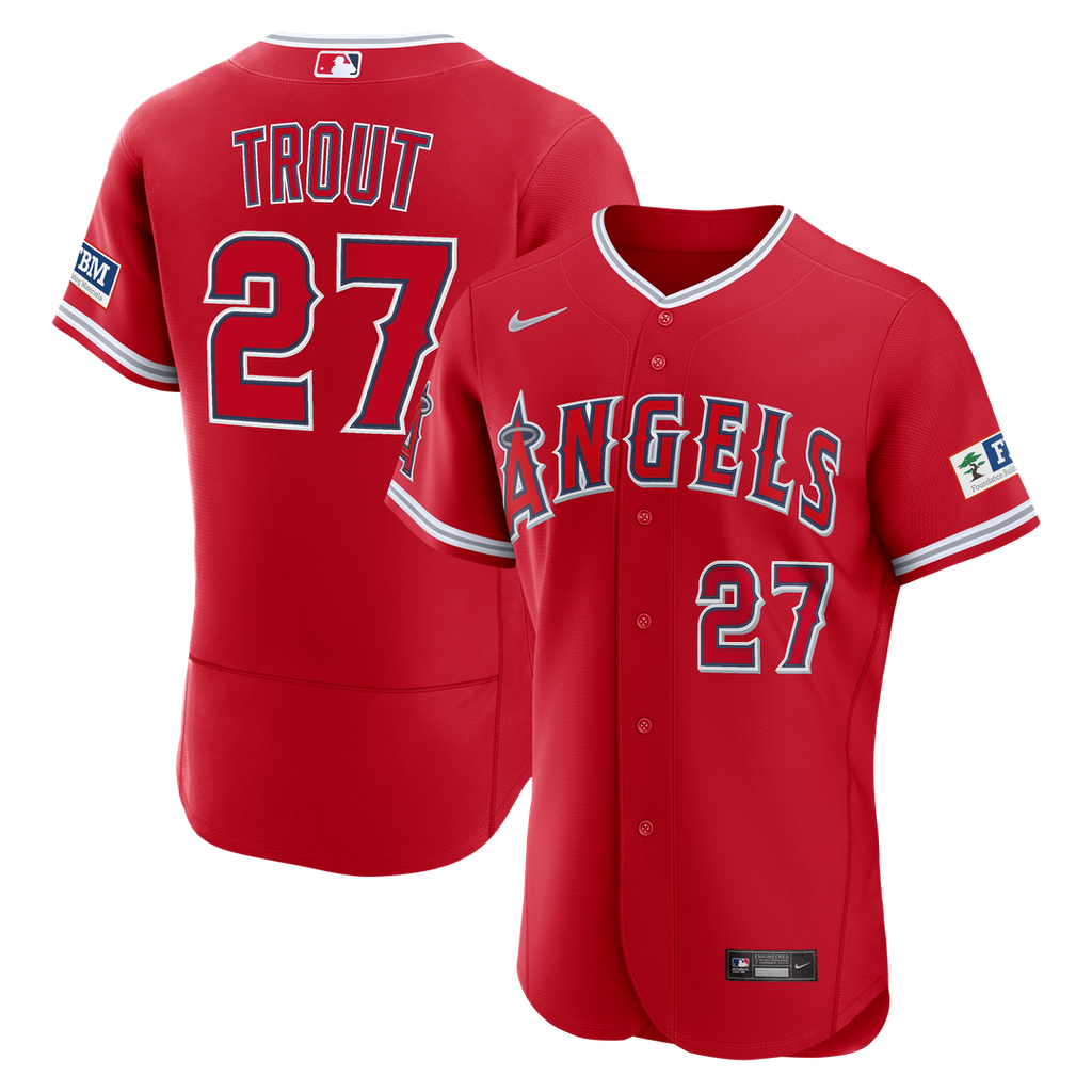 Los Angeles Angels Mike Trout Alternate Authentic Sponsor Patch Jersey | Red