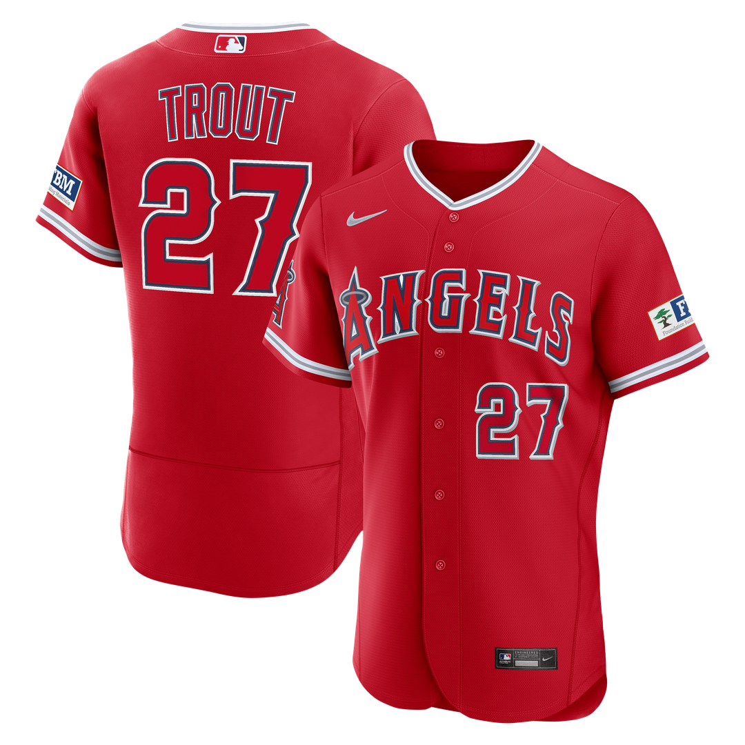 Los Angeles Angels Mike Trout Alternate Authentic Sponsor Patch Jersey | Red
