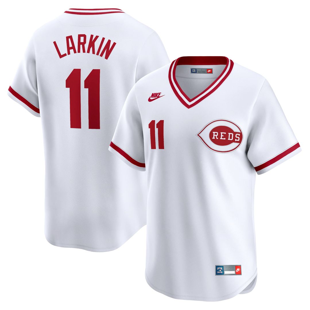 Cincinnati Reds Barry Larkin Throwback Cooperstown Limited Jersey | White