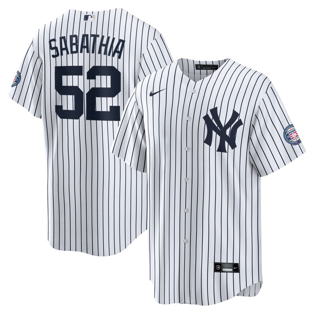 New York Yankees CC Sabathia 2025 Baseball Hall of Fame Name & Number Retired Replica Jersey | White