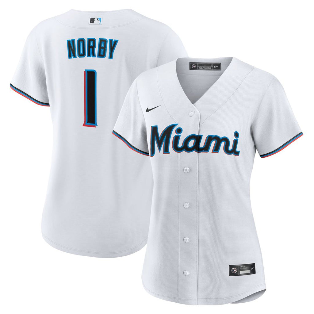 Miami Marlins Connor Norby Women's Home Replica Jersey | White