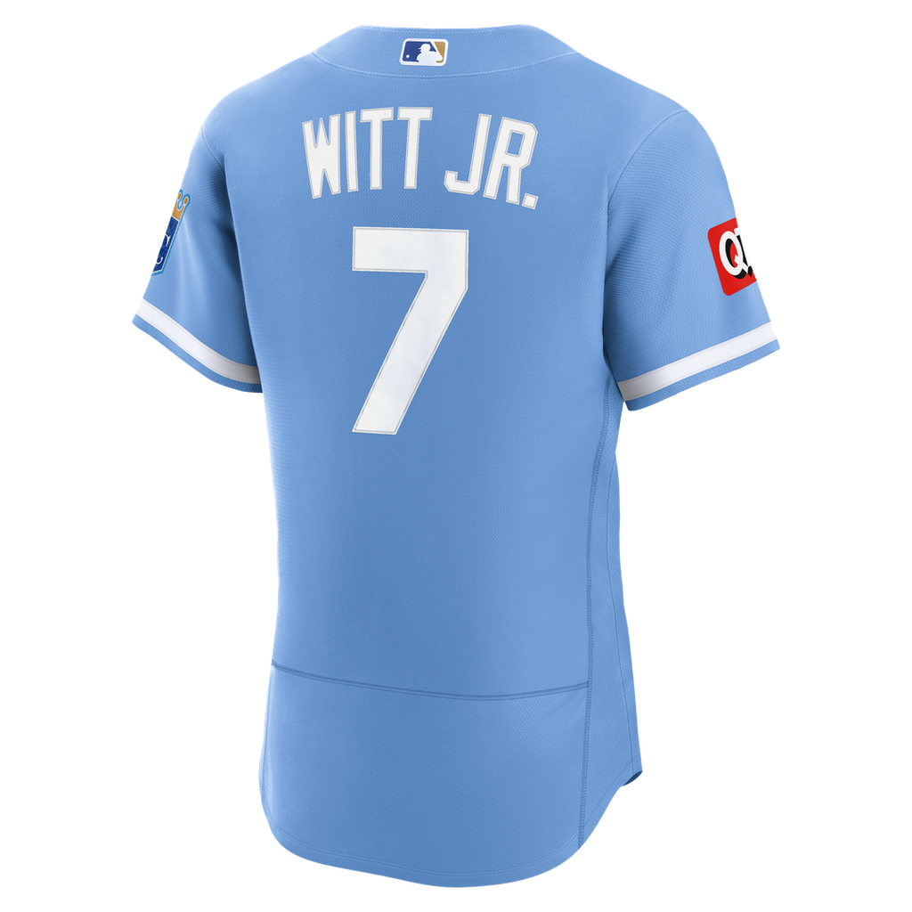 Kansas City Royals Bobby Witt Jr. Alternate Authentic Sponsor Patch Jersey | Light Blue