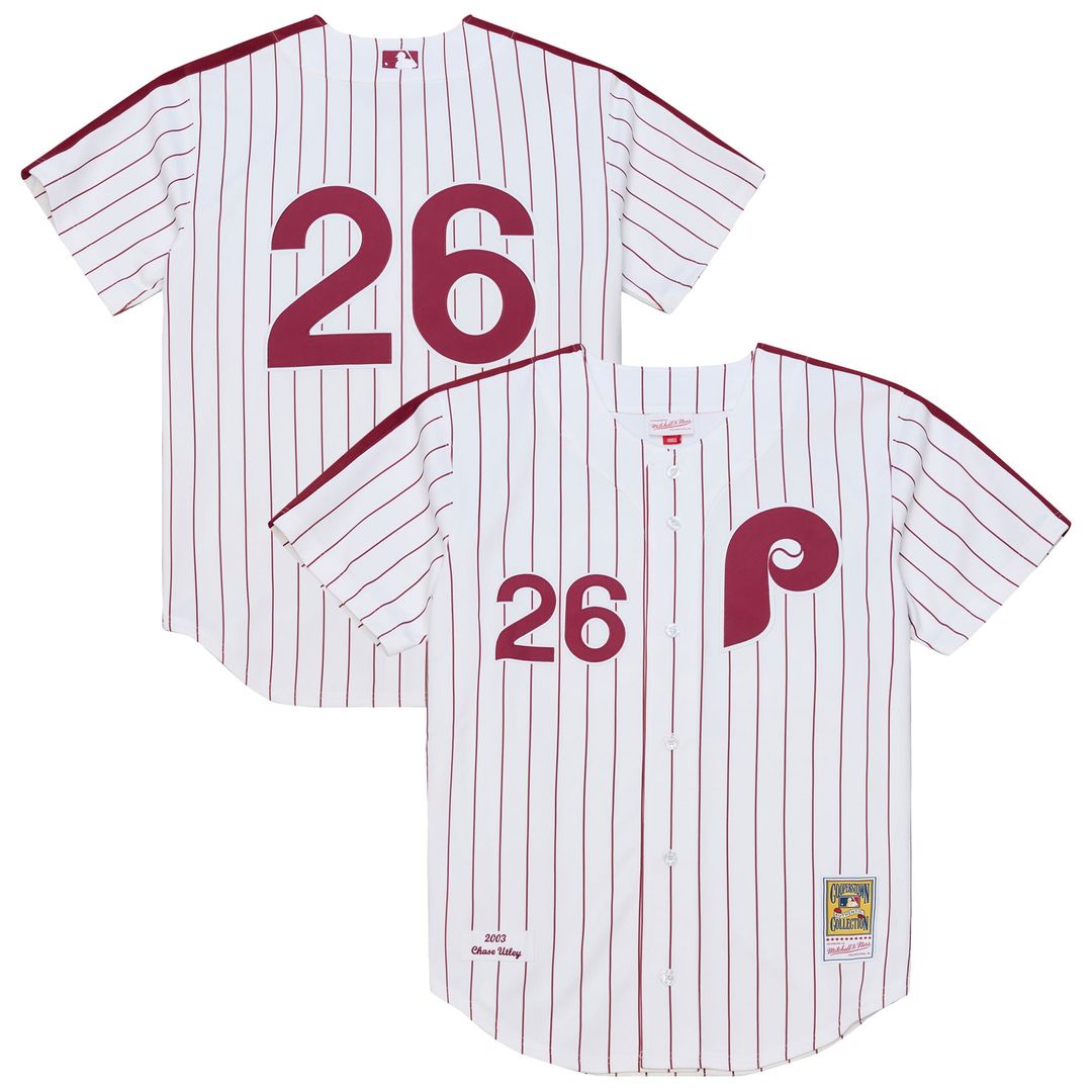 Philadelphia Phillies Chase Utley 2003 Cooperstown Authentic Jersey | White