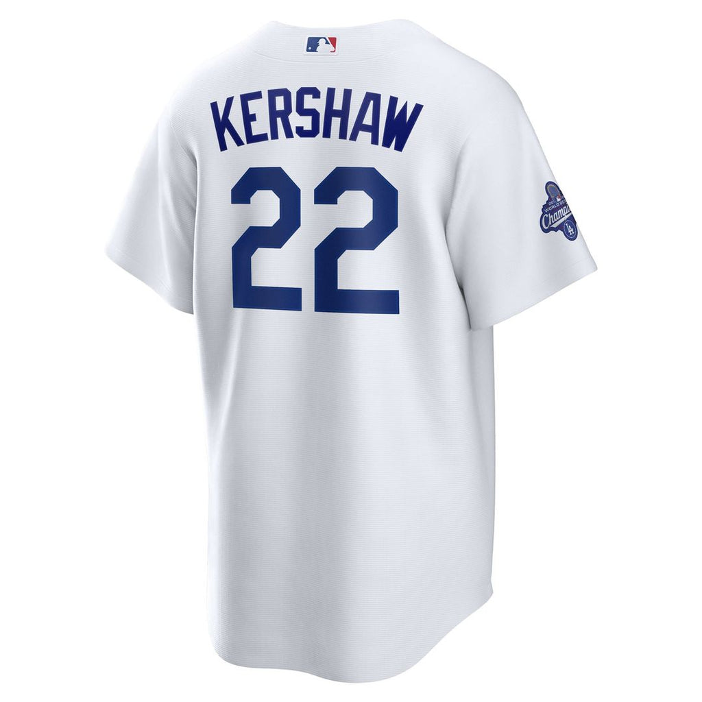 Los Angeles Dodgers Clayton Kershaw Home 2025 World Series Champions Replica Jersey | White