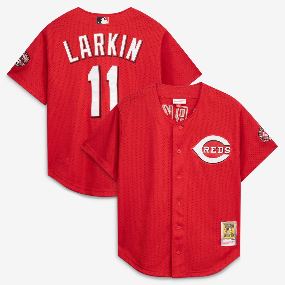 Cincinnati Reds Barry Larkin Throwback Cooperstown Mesh Batting Practice Jersey | Red