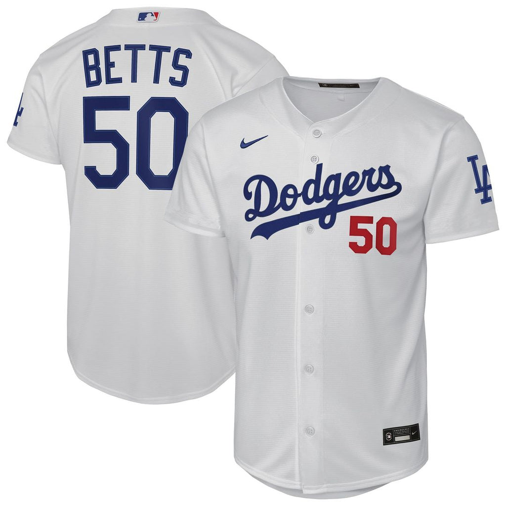 Los Angeles Dodgers Mookie Betts Youth Home Stadium Jersey | White