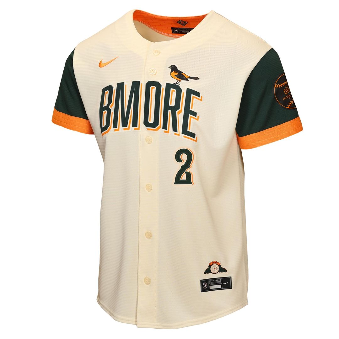 Baltimore Orioles Gunnar Henderson Youth 2026 City Connect Stadium Jersey | Cream