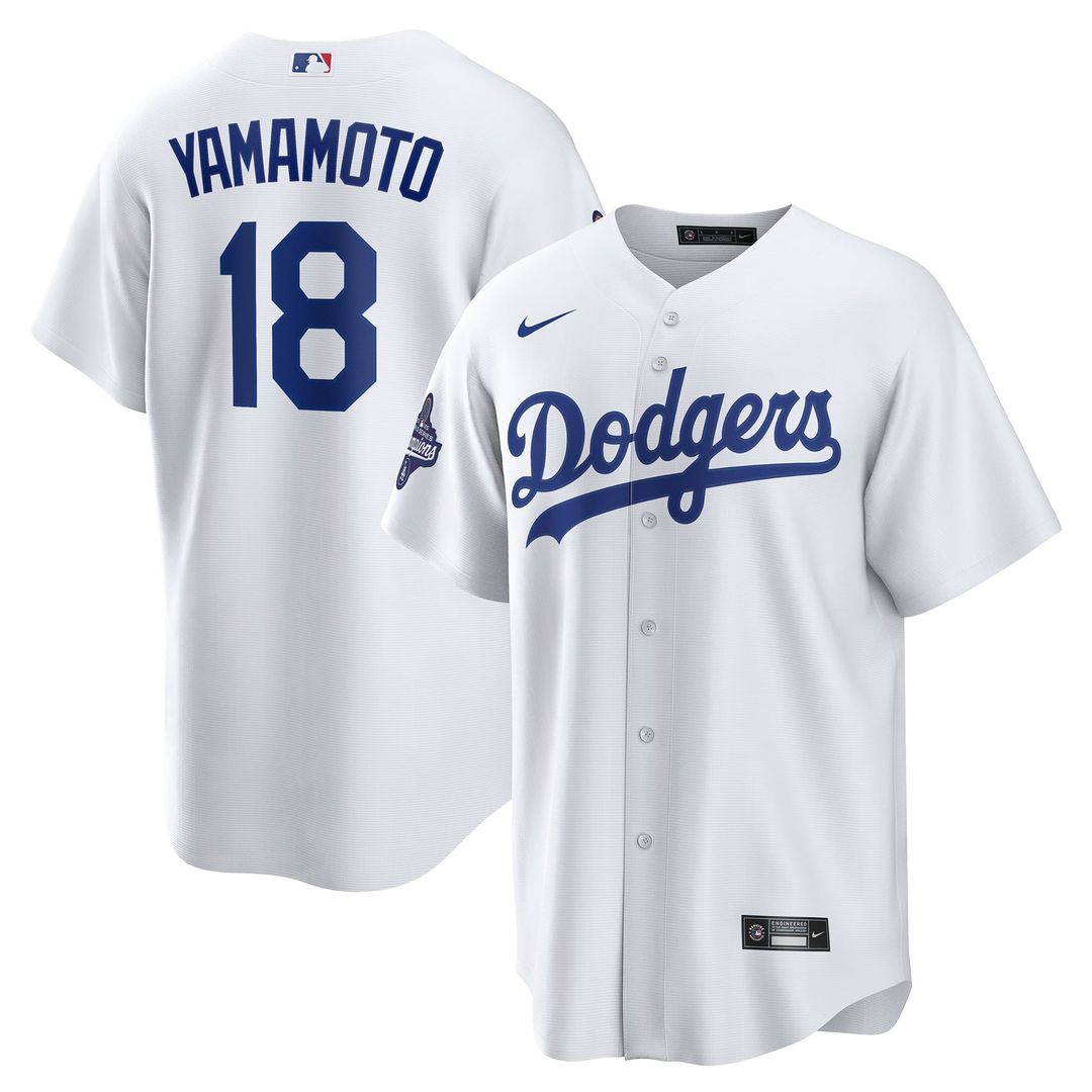 Los Angeles Dodgers Yoshinobu Yamamoto 2025 World Series Champions Home Replica Jersey | White