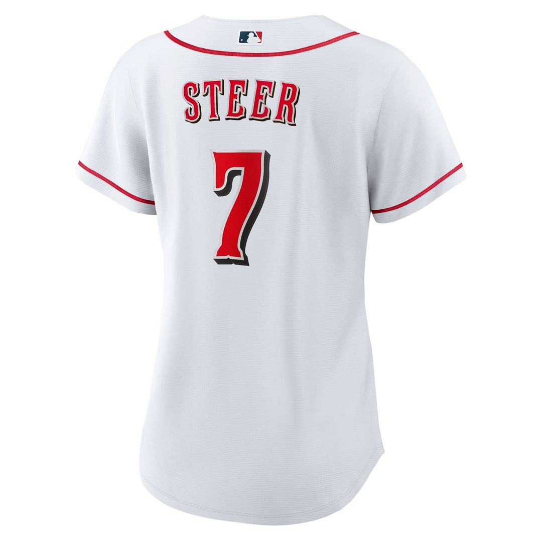 Cincinnati Reds Spencer Steer Women's Home Replica Jersey | White