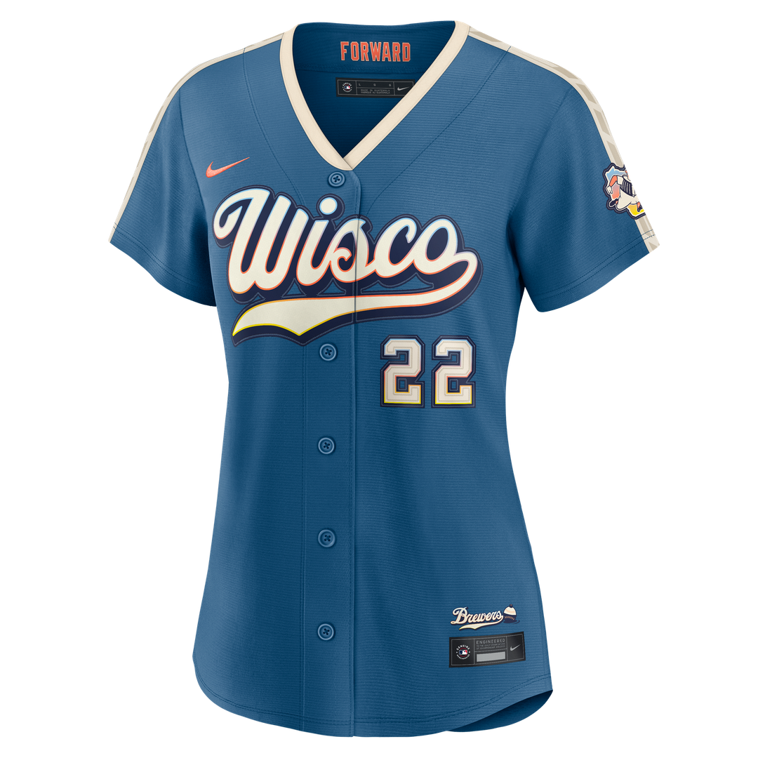Milwaukee Brewers Christian Yelich Women's 2026 City Connect Stadium Jersey | Mineral Blue